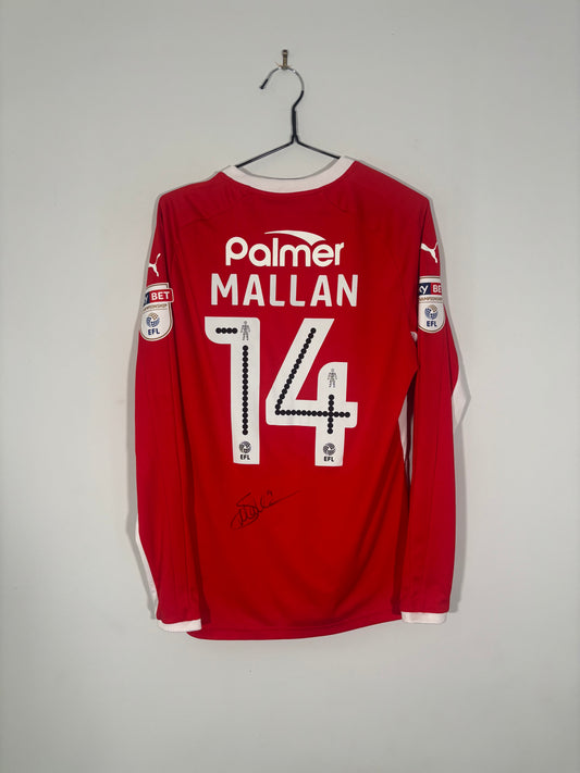Barnsley Signed Home Shirt 2017/18 L/S Mallan (M)