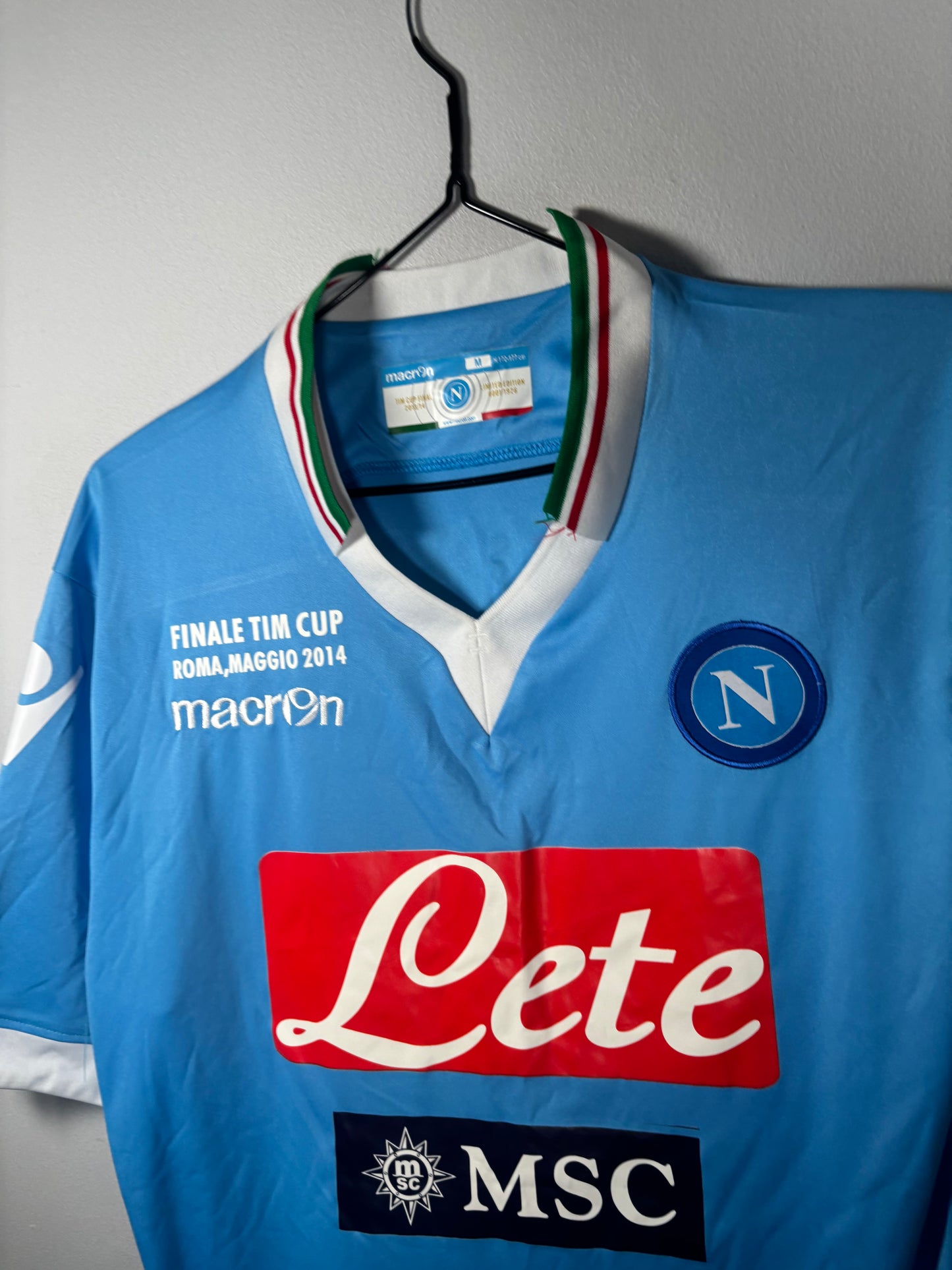 Napoli Home Shirt 2013/14 Coppa Italia Final Cavani (M)