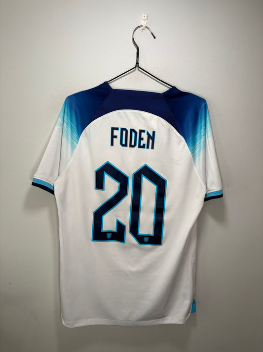 England Authentic Home Shirt 2022 Phil Foden (M)